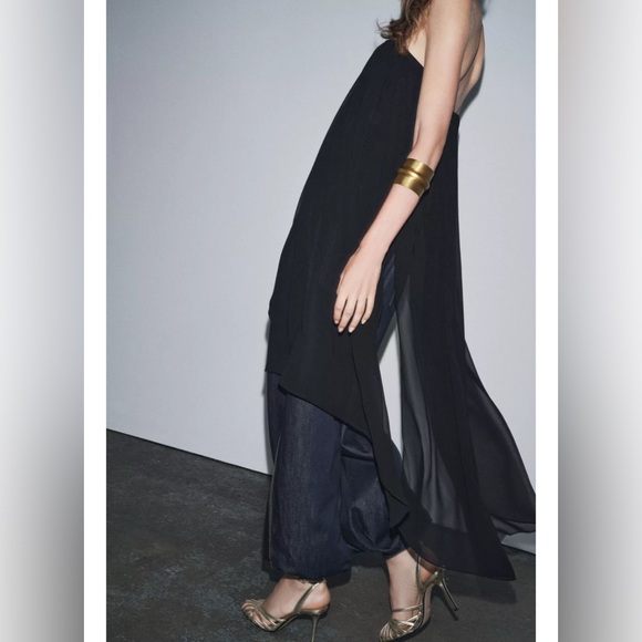 ZARA M BLACK ZW COLLECTION STRAPLESS LONG TOP NWT, Holiday ‘25 - Picture 2 of 14